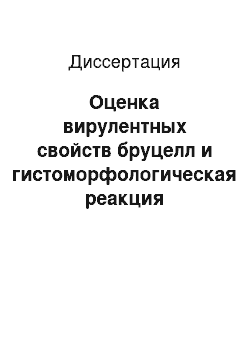 Диссертация: Оценка вирулентных свойств бруцелл и гистоморфологическая реакция регионарных лимфатических узлов в ответ на введение различных форм и доз возбудителя