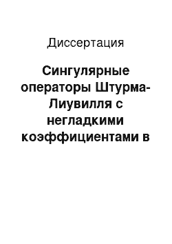 Диссертация: Сингулярные операторы Штурма-Лиувилля с негладкими коэффициентами в пространстве вектор-функций