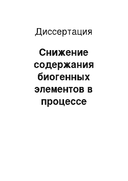 Диссертация: Снижение содержания биогенных элементов в процессе биологической очистки городских сточных вод высшими водными растениями