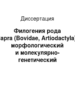 Диссертация: Филогения рода Capra (Bovidae, Artiodactyla): морфологический и молекулярно-генетический аспекты