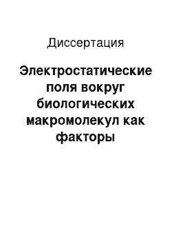 Диссертация: Электростатические поля вокруг биологических макромолекул как факторы молекулярного узнавания