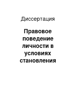 Диссертация: Правовое поведение личности в условиях становления гражданского общества в современной России