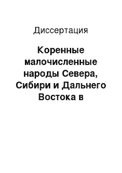 Диссертация: Коренные малочисленные народы Севера, Сибири и Дальнего Востока в государственной национальной политике России: Проблемы решения