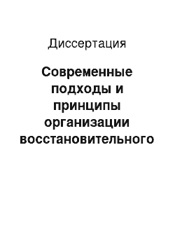 Диссертация: Современные подходы и принципы организации восстановительного лечения в условиях санаторно-курортного комплекса на основе методов моделирования и прогнозирования