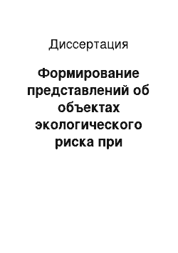 Диссертация: Формирование представлений об объектах экологического риска при обучении подростков принятию решений в учебных ситуациях