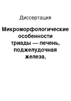 Диссертация: Микроморфологические особенности триады — печень, поджелудочная железа, двенадцатиперстная кишка — как ксенопаразитарного барьера в системе «паразит-хозяин» при описторхозе