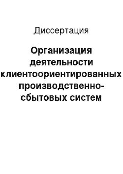 Диссертация: Организация деятельности клиентоориентированных производственно-сбытовых систем на промышленном предприятии