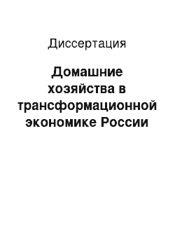 Диссертация: Домашние хозяйства в трансформационной экономике России