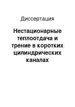 Диссертация: Нестационарные теплоотдача и трение в коротких цилиндрических каналах проточных частей энергетических установок