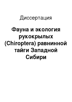 Диссертация: Фауна и экология рукокрылых (Chiroptera) равнинной тайги Западной Сибири