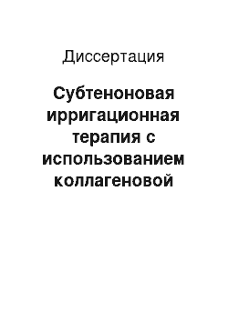 Диссертация: Субтеноновая ирригационная терапия с использованием коллагеновой губки «Метуракол» в комплексном лечении дистрофических заболеваний заднего отрезка глаза