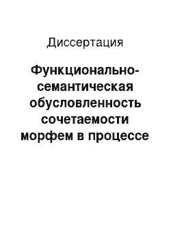 Диссертация: Функционально-семантическая обусловленность сочетаемости морфем в процессе префиксации древнерусского глагола