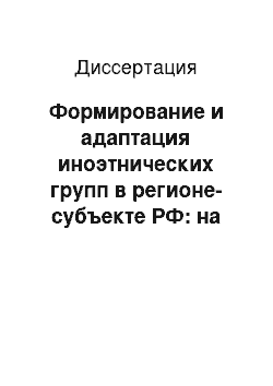 Диссертация: Формирование и адаптация иноэтнических групп в регионе-субъекте РФ: на материалах Воронежской области