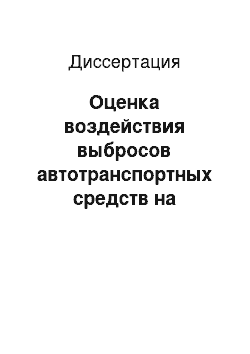 Диссертация: Оценка воздействия выбросов автотранспортных средств на воздушную среду города и их минимизация