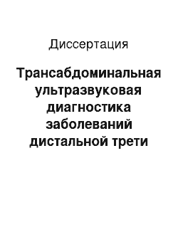 Диссертация: Трансабдоминальная ультразвуковая диагностика заболеваний дистальной трети пищевода