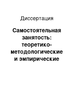 Диссертация: Самостоятельная занятость: теоретико-методологические и эмпирические основания концептуальной модели регионального управления