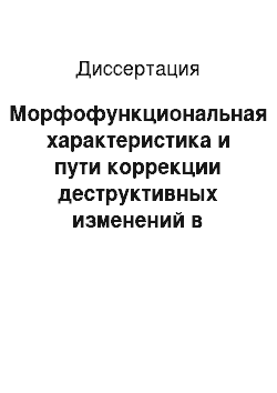 Диссертация: Морфофункциональная характеристика и пути коррекции деструктивных изменений в суставах у спортивных лошадей