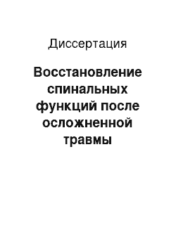 Диссертация: Восстановление спинальных функций после осложненной травмы нижнешейного отдела позвоночника