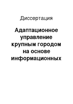 Диссертация: Адаптационное управление крупным городом на основе информационных технологий