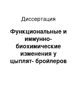 Диссертация: Функциональные и иммунно-биохимические изменения у цыплят-бройлеров после применения биокорректора тимогена