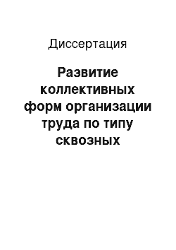 Диссертация: Развитие коллективных форм организации труда по типу сквозных комплексных подразделений