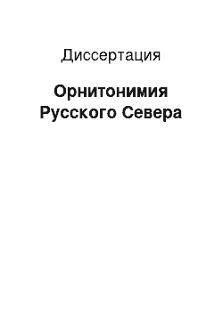 Диссертация: Орнитонимия Русского Севера