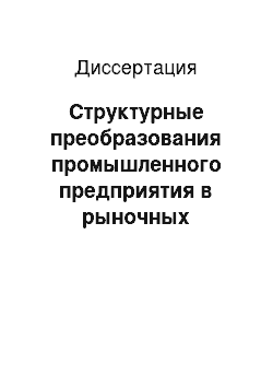 Диссертация: Структурные преобразования промышленного предприятия в рыночных условиях: На примере ОАО «Новосибирский оловянный комбинат»