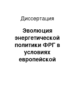 Диссертация: Эволюция энергетической политики ФРГ в условиях европейской интеграции