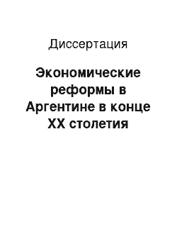 Диссертация: Экономические реформы в Аргентине в конце XX столетия