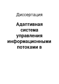 Диссертация: Адаптивная система управления информационными потоками в условиях гибкой структуры учреждения профессионального образования