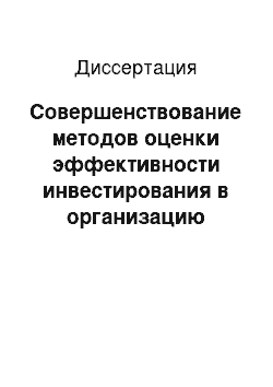 Диссертация: Совершенствование методов оценки эффективности инвестирования в организацию производственных процессов