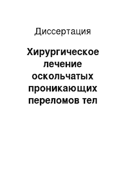 Диссертация: Хирургическое лечение оскольчатых проникающих переломов тел нижних грудных и поясничных позвонков