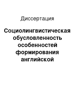 Диссертация: Социолингвистическая обусловленность особенностей формирования английской терминологии катализа