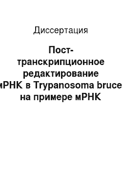 Диссертация: Пост-транскрипционное редактирование мРНК в Trypanosoma brucei на примере мРНК митохондриальной аденозинтрифосфатазы-6