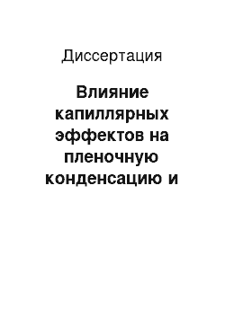 Диссертация: Влияние капиллярных эффектов на пленочную конденсацию и теплообмен в пленках жидкости