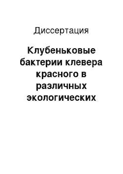 Диссертация: Клубеньковые бактерии клевера красного в различных экологических условиях: на примере Воронежской области