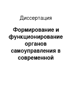 Диссертация: Формирование и функционирование органов самоуправления в современной России
