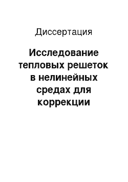 Диссертация: Исследование тепловых решеток в нелинейных средах для коррекции искажений в оптических системах на основе ЭИ СО2-лазеров