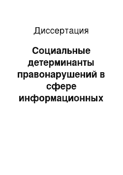 Диссертация: Социальные детерминанты правонарушений в сфере информационных технологий: социологический анализ