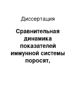 Диссертация: Сравнительная динамика показателей иммунной системы поросят, родившихся от свиноматок, получавших биологически активные добавки