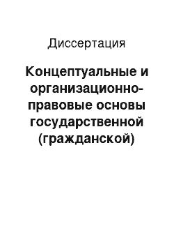 Диссертация: Концептуальные и организационно-правовые основы государственной (гражданской) службы в Российской империи в последней трети XVIII — первой половине XIX вв