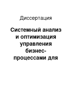 Диссертация: Системный анализ и оптимизация управления бизнес-процессами для повышения эффективности деятельности финансово-промышленного холдинга