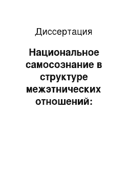 Диссертация: Национальное самосознание в структуре межэтнических отношений: Отечественный опыт