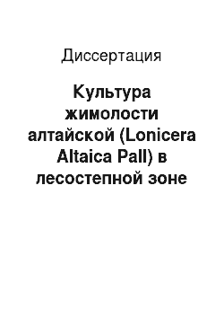 Диссертация: Культура жимолости алтайской (Lonicera Altaica Pall) в лесостепной зоне Алтайского края