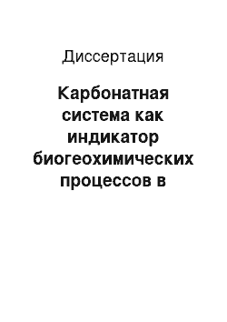 Диссертация: Карбонатная система как индикатор биогеохимических процессов в океане