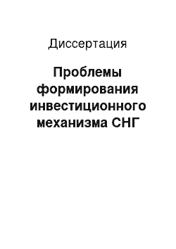 Диссертация: Проблемы формирования инвестиционного механизма СНГ