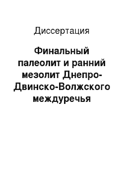Диссертация: Финальный палеолит и ранний мезолит Днепро-Двинско-Волжского междуречья