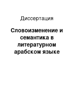 Диссертация: Словоизменение и семантика в литературном арабском языке