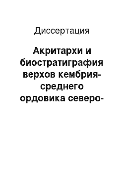 Диссертация: Акритархи и биостратиграфия верхов кембрия-среднего ордовика северо-запада Восточно-Европейской платформы