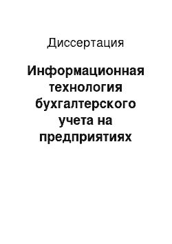 Диссертация: Информационная технология бухгалтерского учета на предприятиях среднего и малого бизнеса